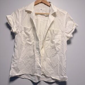 Gap White Cotton Camp Shirt Crop Small